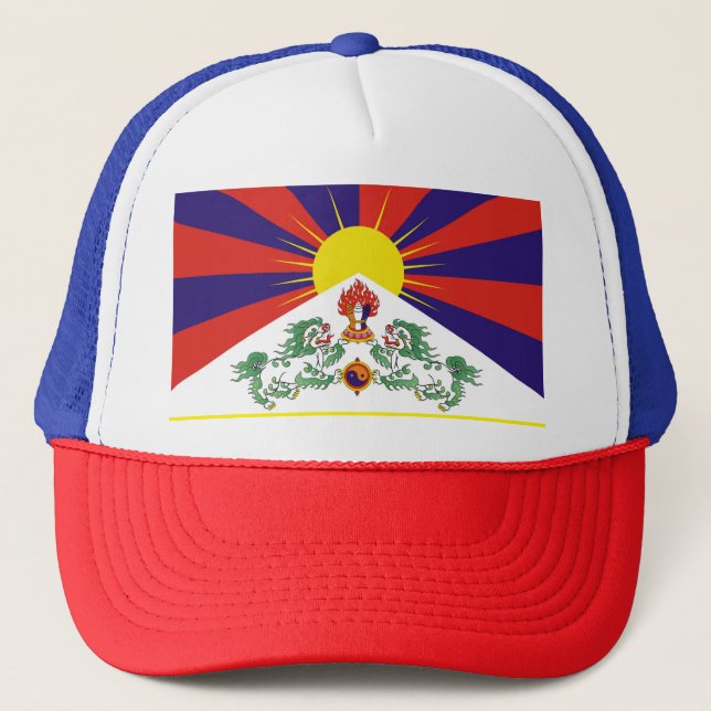 Casquette Tibet, Lions de Neige, Drapeau Tibétain - L'Himala (Devant)