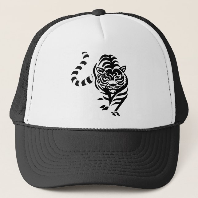 Casquette Tiger Chat Big Black White Stripes Prowl Marche (Devant)
