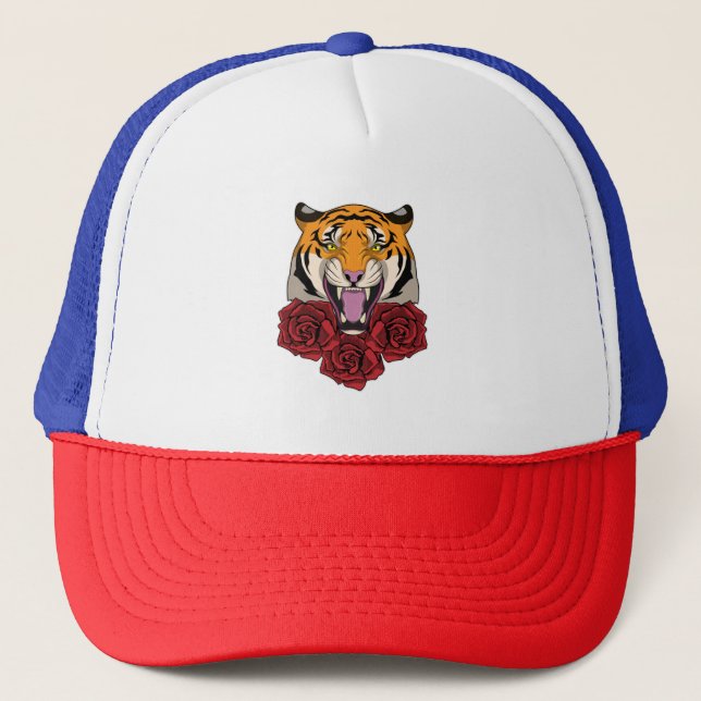 Casquette Tigre avec Rose (Devant)
