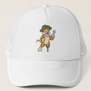 Casquette Tigre comme pirate avec jambe en bois et main croc