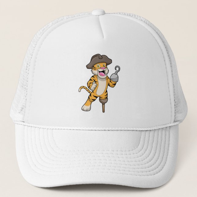 Casquette Tigre comme pirate avec jambe en bois et main croc (Devant)