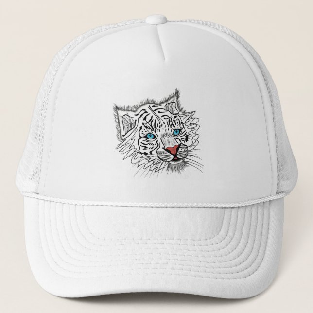 Casquette Tigre de bébé aux yeux bleu (Devant)