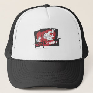 Casquette Tom et Jerry rouges et noirs