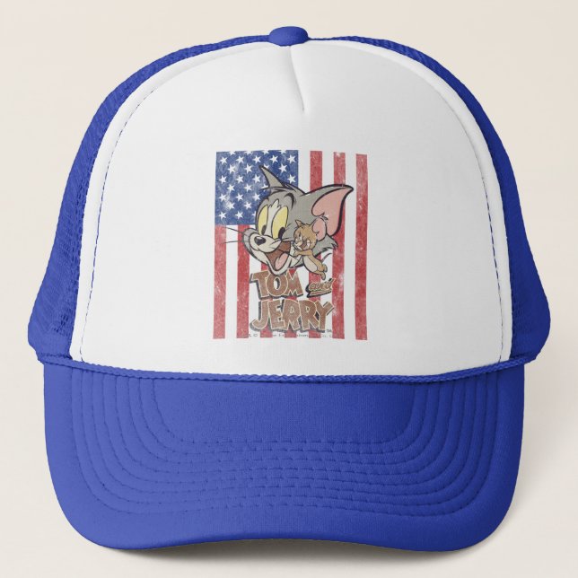 Casquette Tom & Jerry avec le drapeau américain (Devant)