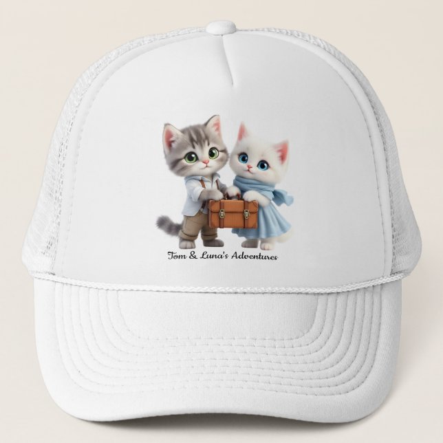 Casquette Tom & Luna Travel Hat – Cute Cat Adventure Cap (Devant)