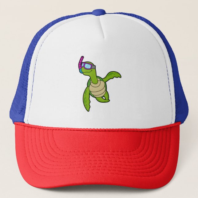Casquette Tortue à la natation avec tuba (Devant)