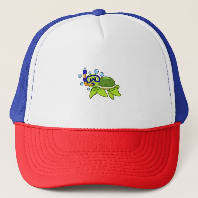 Casquette Tortue à la plongée avec tuba (Devant)