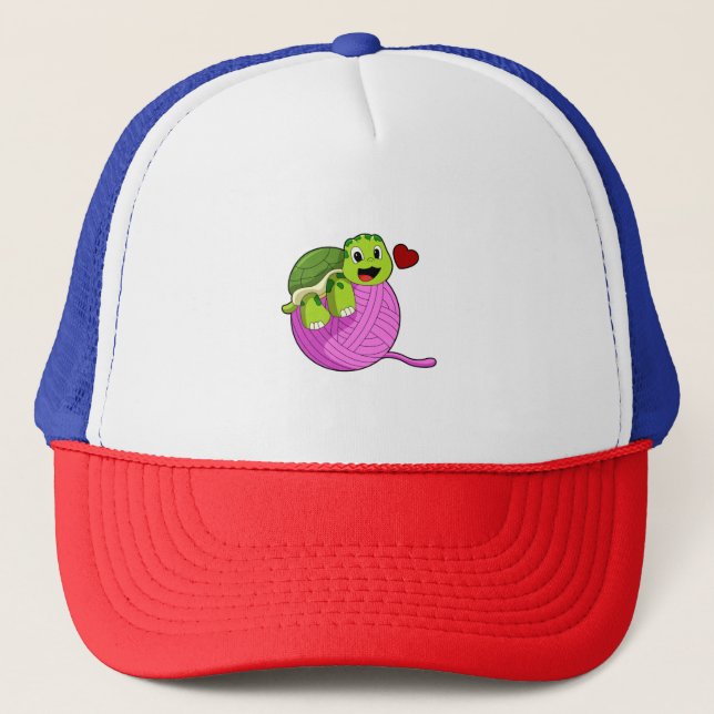 Casquette Tortue avec balle de laine (Devant)