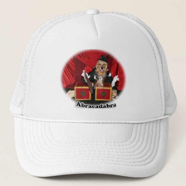 Casquette Tour de magie d'abracadabra de golden retriever (Devant)