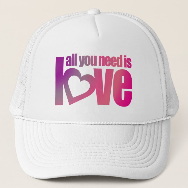 Casquette "tout ce dont vous avez besoin est l'amour" rose v (Devant)