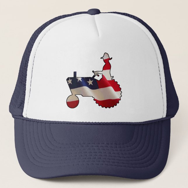 Casquette Tracteur américain fier de drapeau des Etats-Unis (Devant)