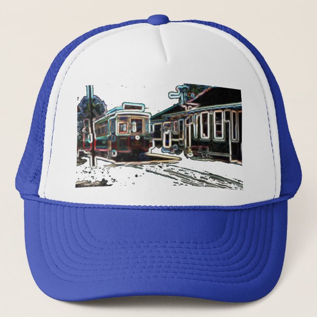 Casquette TRC Neon trcar à sten Blue Trucker Hat (Devant)