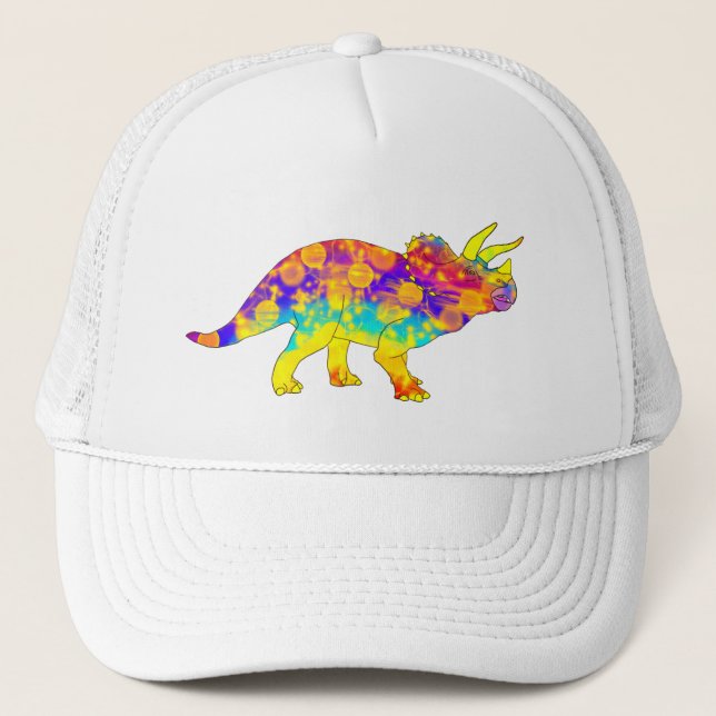 Casquette Tricératops colorés Funky Cute Dinosaur Art (Devant)