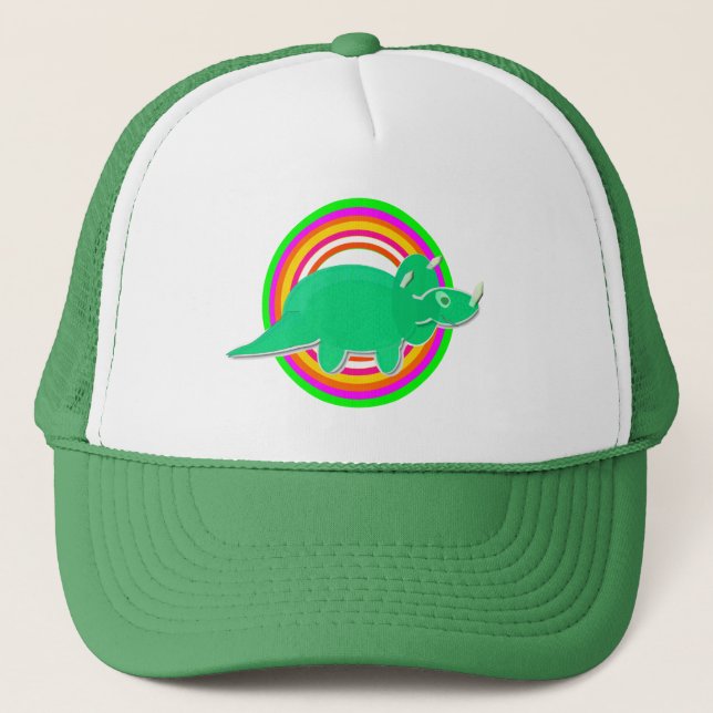 Casquette Triceratops de dinosaure vert (Devant)