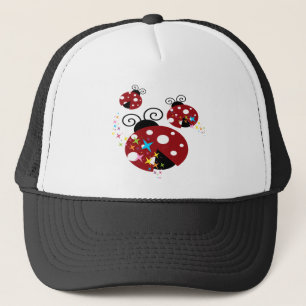 Casquette Trois coccinelle rouge et noire avec étoiles