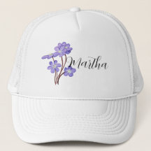 Casquette Trucker à fleurs à l'aquarelle lilas ave
