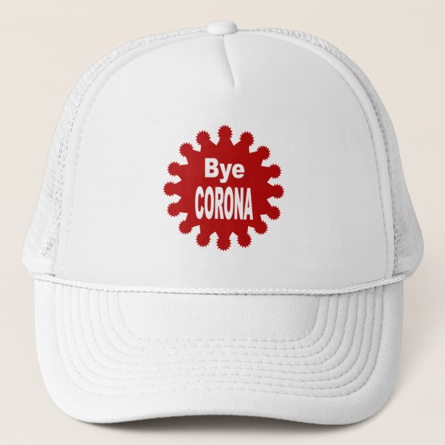 casquette trucker blanche  Bye CORONA (Devant)