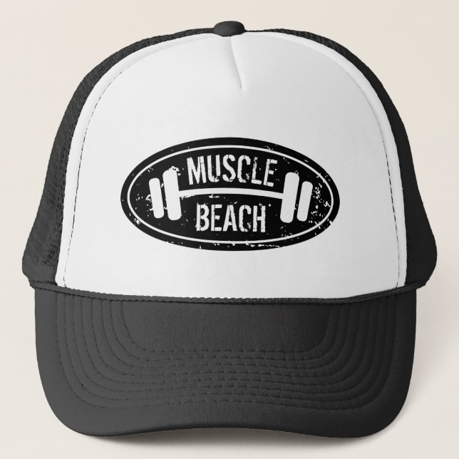Casquette trucker Muscle Beach avec logo haltère (Devant)