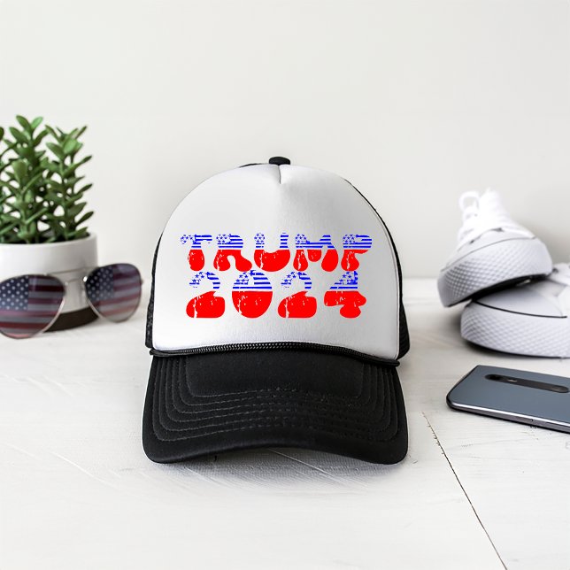 Casquette Trump patriotique 2024 Vintage rétro (Patriotic Trump 2024 Retro Vintage Trucker Hat)