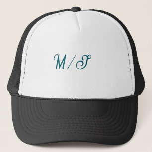 Casquette Turquoise monogramme nom de couple marié simple st