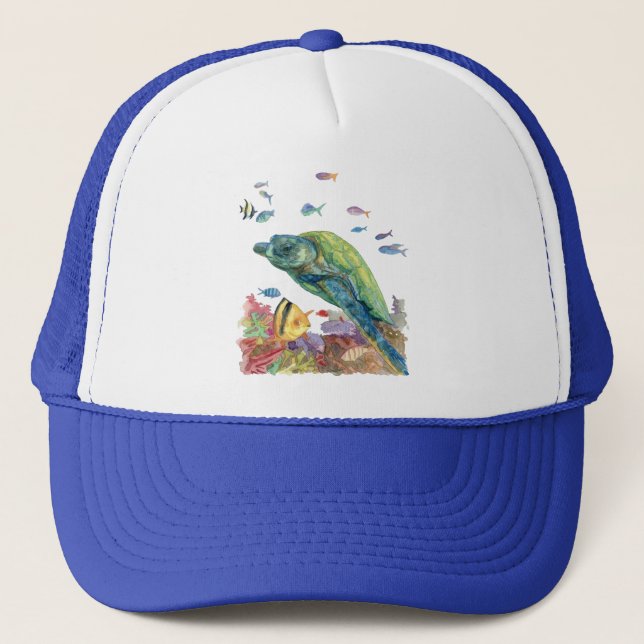 Casquette Turtle and fishes in the sea  (Devant)
