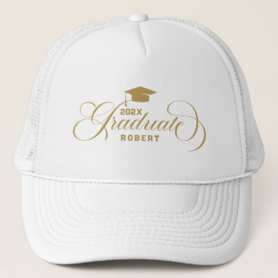 Casquette Typographie de script de fin d'études - or Texte p