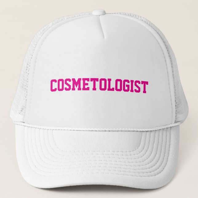 Casquette Typographie du COSMETOLOGUE en Cosmetologie rose (Devant)