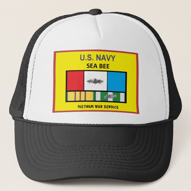 CASQUETTE U.S. VÉTÉRAN DU VIETNAM D'ABEILLE DE MER DE MARINE (Devant)