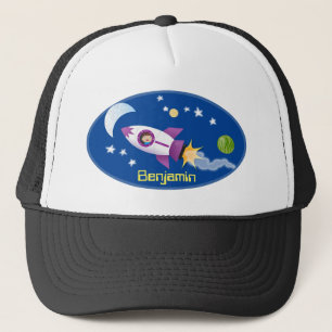 Casquette Un adorable vaisseau-fusée dans l'espace dessin an