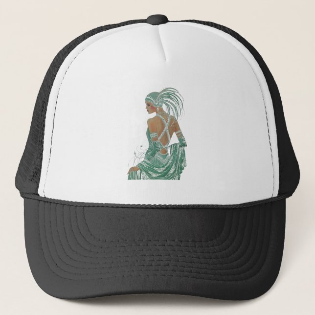 Casquette Un aperçu de l'élégance : Green Backless Dress Des (Devant)