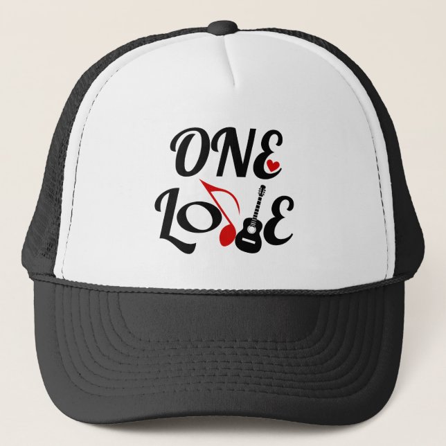 Casquette Un chapeau de Trucker de musique d'amour (Devant)