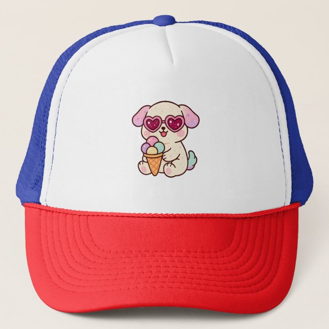 Casquette Un chiot avec de la glace (Devant)