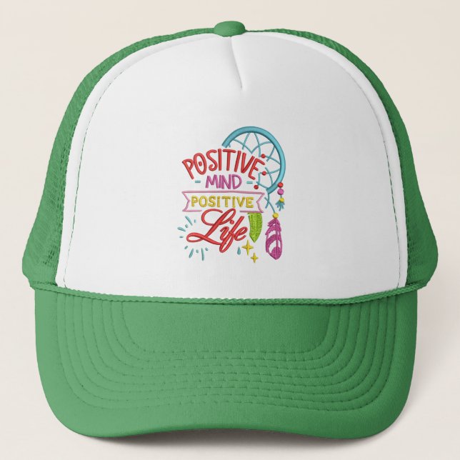 Casquette Un esprit positif Une vie positive Une citation in (Devant)