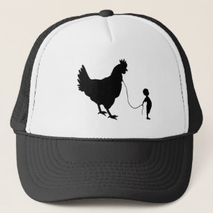 Casquette Un Garçon Marchant Son Animal De Compagnie Poulet
