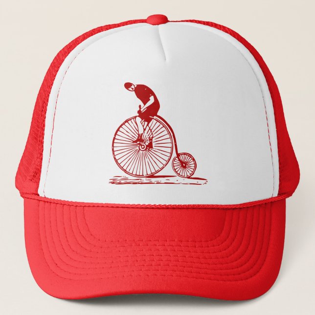 Casquette Un homme sur un penny Farthing - Ruby Red (Devant)