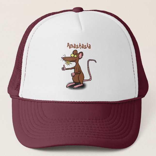 Casquette Un rat brun mignon pouce vers le haut dessin animé (Devant)