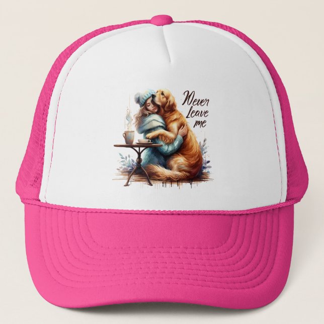 Casquette Une femme qui serre le chien dans ses bras (Devant)