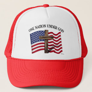 Casquette Une nation sous Dieu avec une croix robuste et le