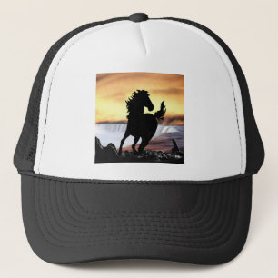 Casquette Une silhouette et une cascade de cheval