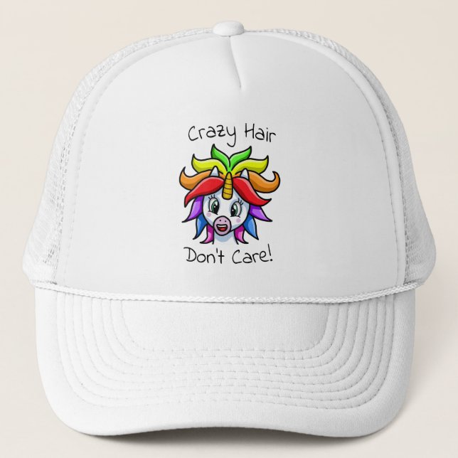 Casquette Unicorn Crazy Hair ne s'en fiche pas drôle (Devant)