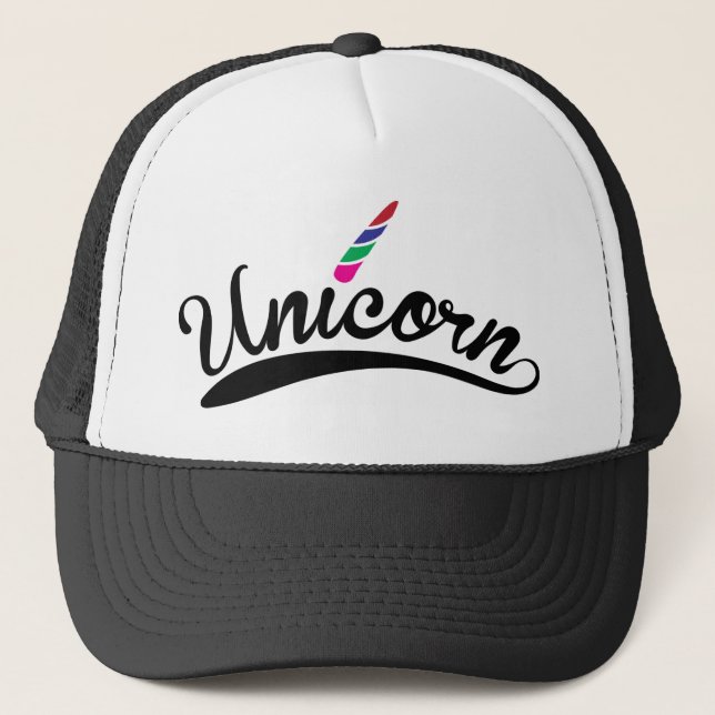 Casquette Unicorn Design Rainbow Word Lettres (Devant)