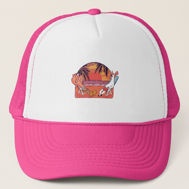 Casquette Unicorn Flamant rose Beach (Devant)