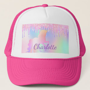 Casquette Unicorn parties scintillant goutte nom holographiq