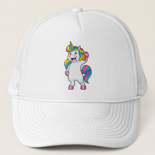 Casquette Unicorne comme coiffeur avec aérosol