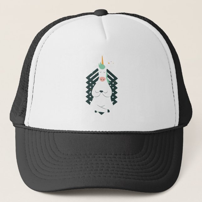 Casquette Unicorne en Pose de Yoga (Devant)