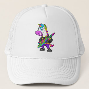 Casquette Unicorne en tant que musicien avec guitare