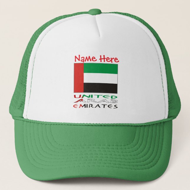 Casquette United Arab Emirates UAE Flag Red Personalize Name (Devant)