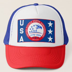 Casquette USA 1776-2026 Emblème d'aigle - Maille Rouge Blanc
