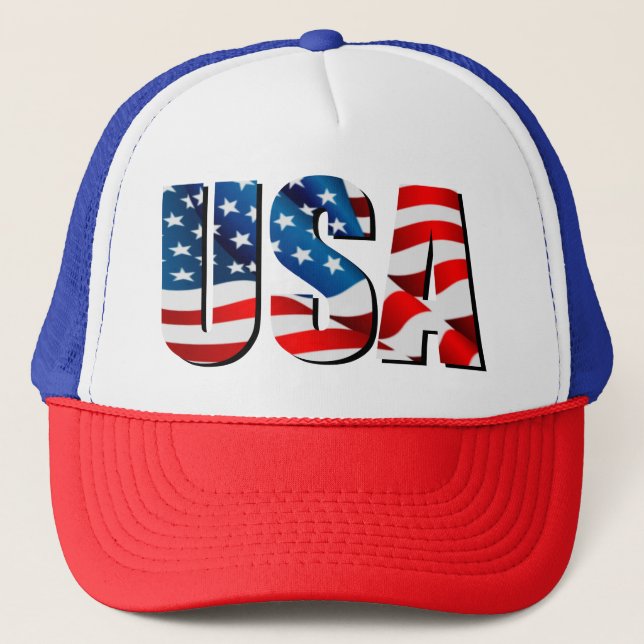 Casquette USA American 4 juillet Memorial rouge blanc (Devant)