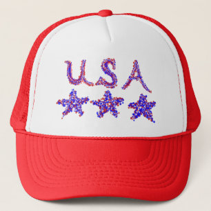 Casquette USA Red White Blue Stars Patriotic Trucker Chapeau